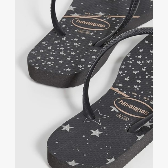 Havaianas Slim Logo Metallic Sandal Black 7/8 & 9/10 - Picture 4 of 5